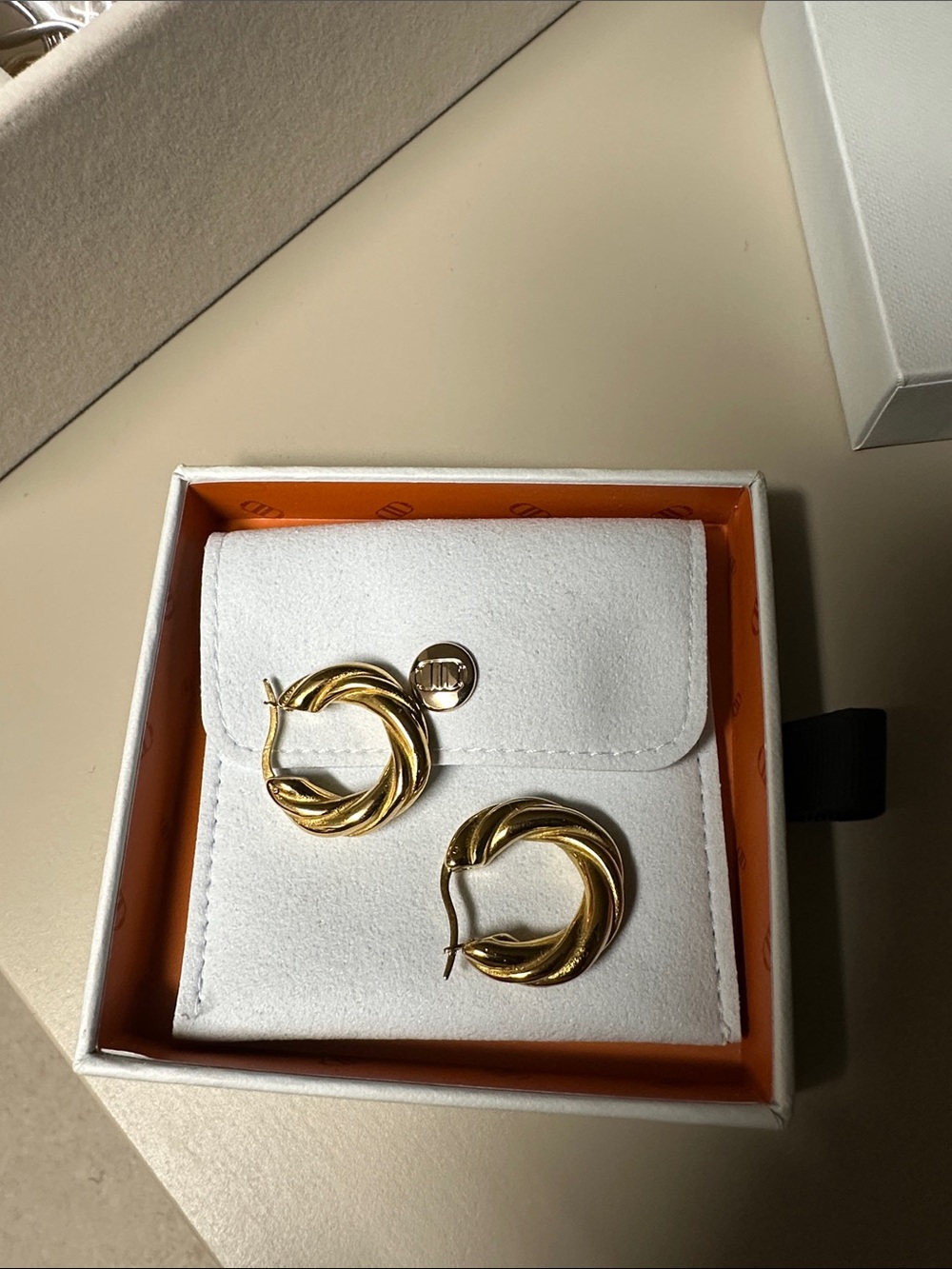 Gold Twisted Hoop Earrings - Women's Jewelry